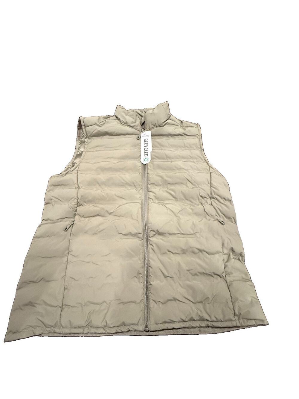 32 Degrees Heat Mens Medium Olive Green Puffer Vest Full Zip Quilted Flawed NWT